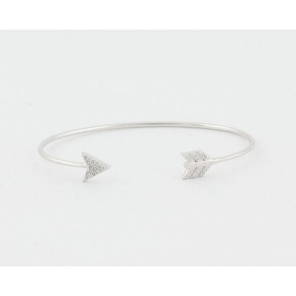 Sterling Silver Arrow Cuff Bangle Bracelet 6 1/2" Adjustable - Picture 1 of 6
